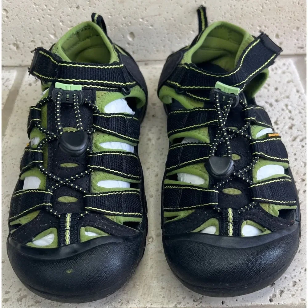 Keen NEWPORT H2 Youth Kids Black Lime Green Waterproof Sandals Size 5